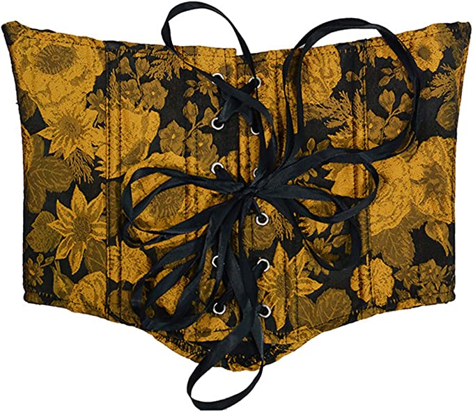 Elegant Verona Corset Belt in gold and black, perfect for renaissance-themed events and masquerade parties.