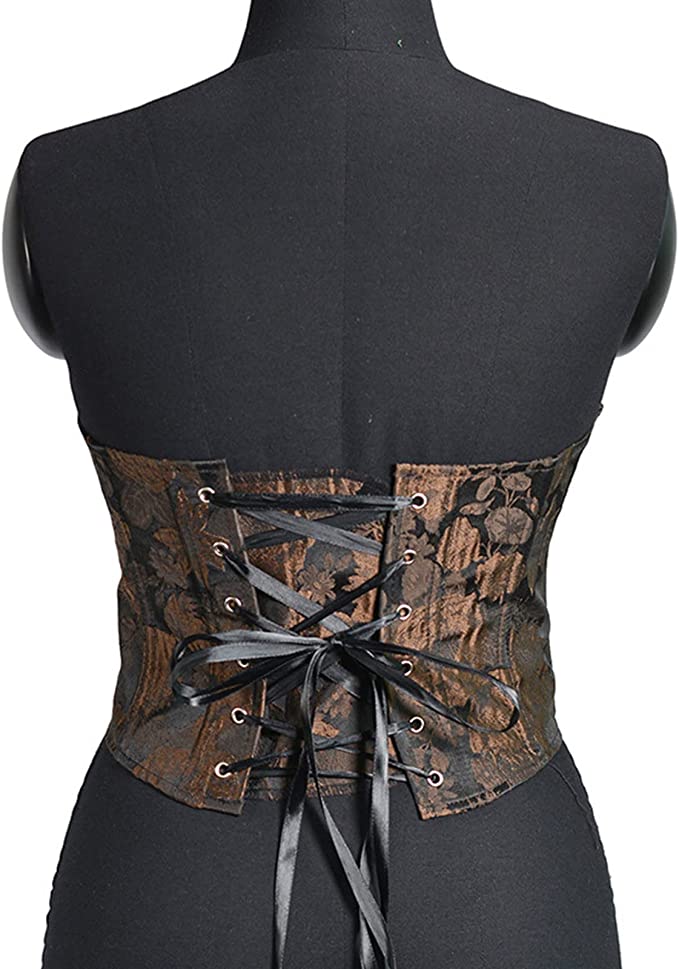 Elegant Verona Corset Belt in gold and black, perfect for renaissance-themed events and masquerade parties.