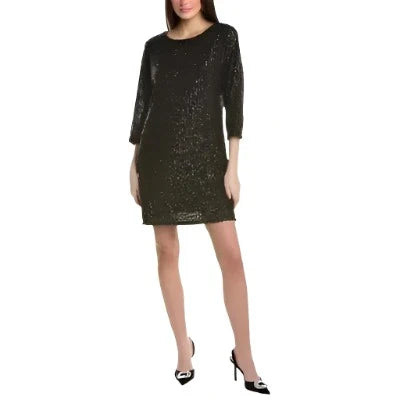 Vince Camuto Sparkle & Shine Sequin Dolman Shift Dress in size XS, featuring elegant sequins and dolman sleeves.