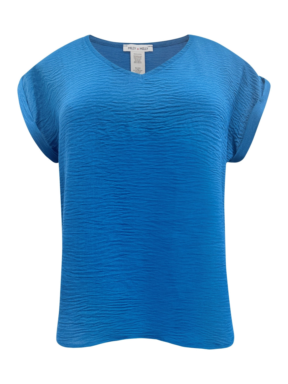 A stylish V-Neck Rolled Sleeve Relaxed Fit Top in a solid color, showcasing its rolled sleeves and flattering neckline.