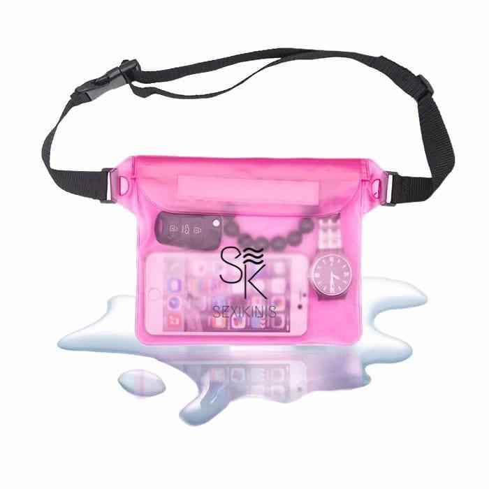 A waterproof fanny pack beach bag designed for swimming, featuring a sleek design and triple seal protection.