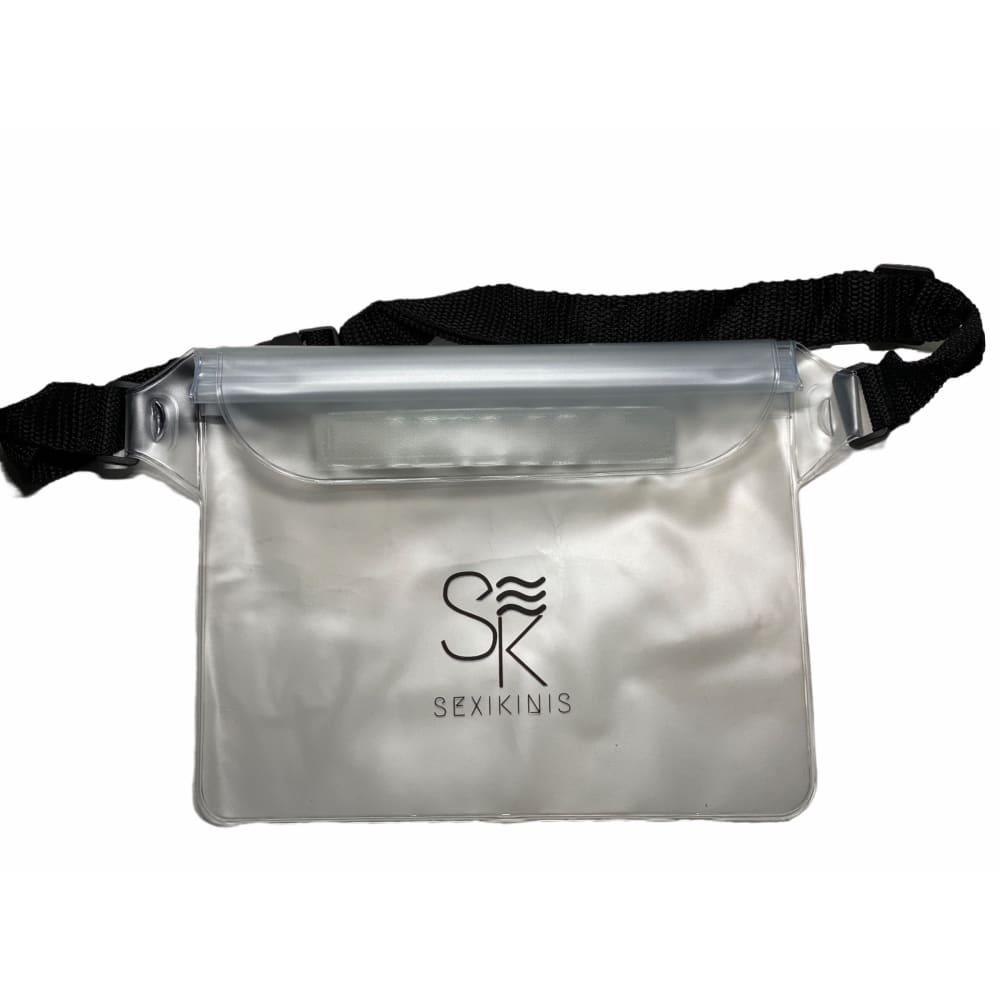 A waterproof fanny pack beach bag designed for swimming, featuring a sleek design and triple seal protection.