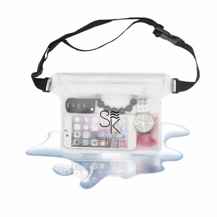 A waterproof fanny pack beach bag designed for swimming, featuring a sleek design and triple seal protection.
