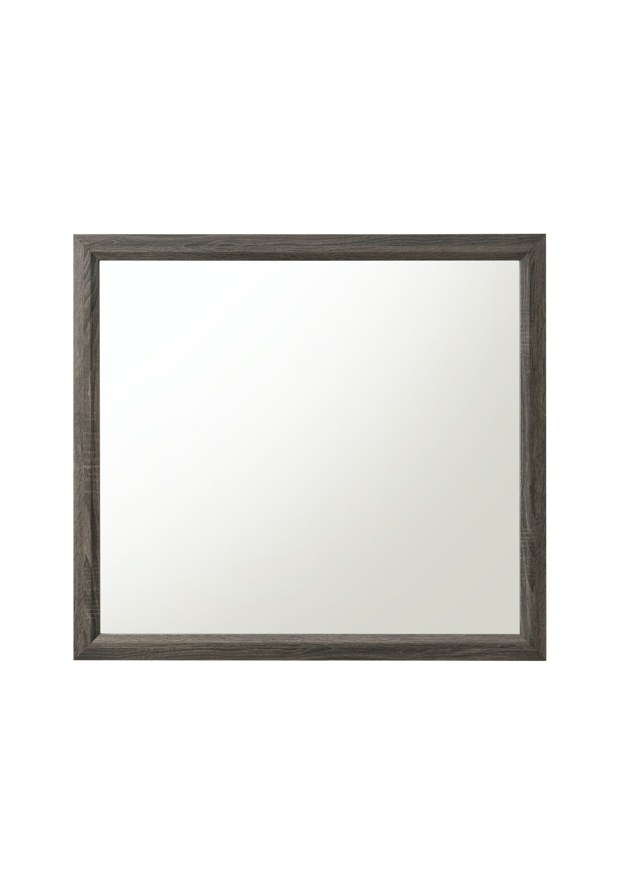 Weathered Gray Rectangular Mirror with clean lines and elegant finish, perfect for modern bedrooms.