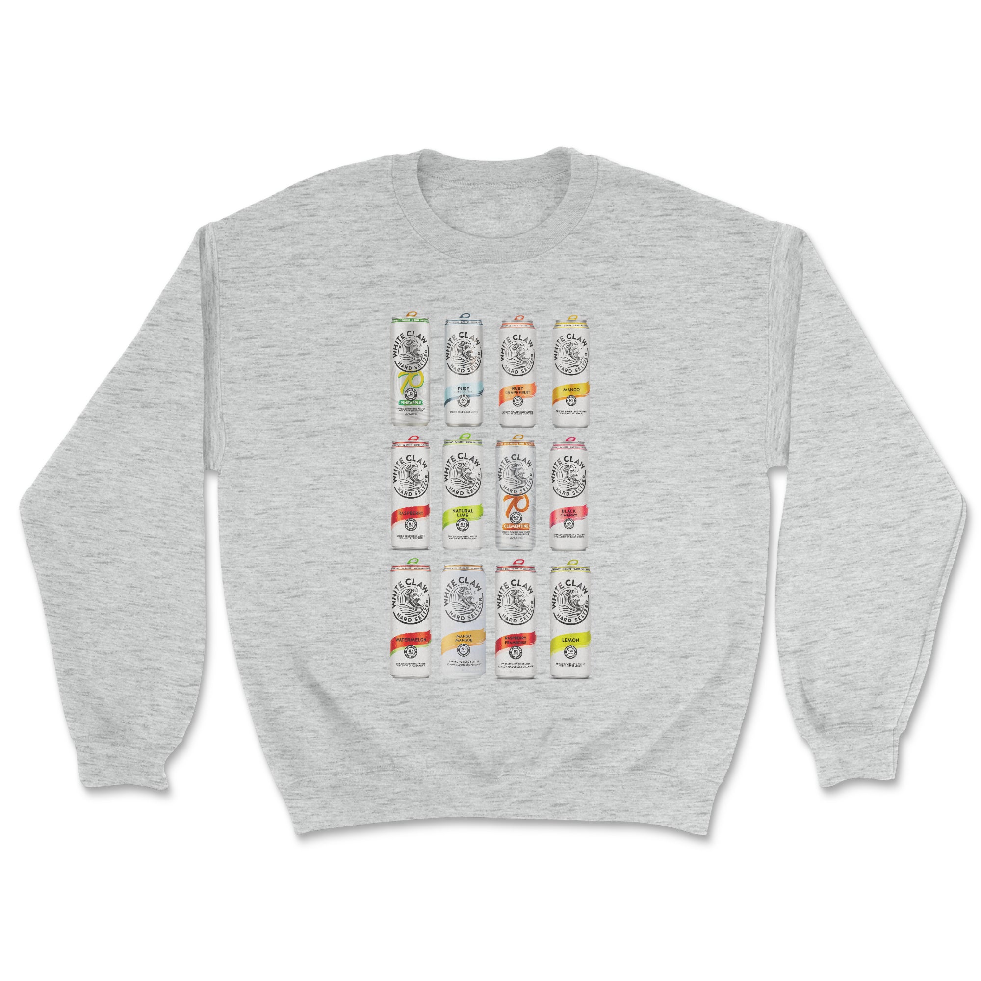 Cozy White Claw Seltzer Sweatshirt featuring a stylish design, perfect for casual wear.
