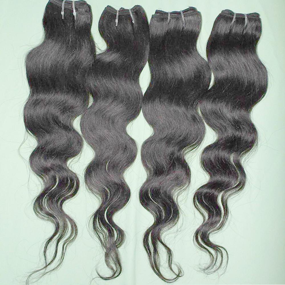 A bundle of soft Brazilian body wave weave in brown color, showcasing its wavy texture and high-quality human hair.