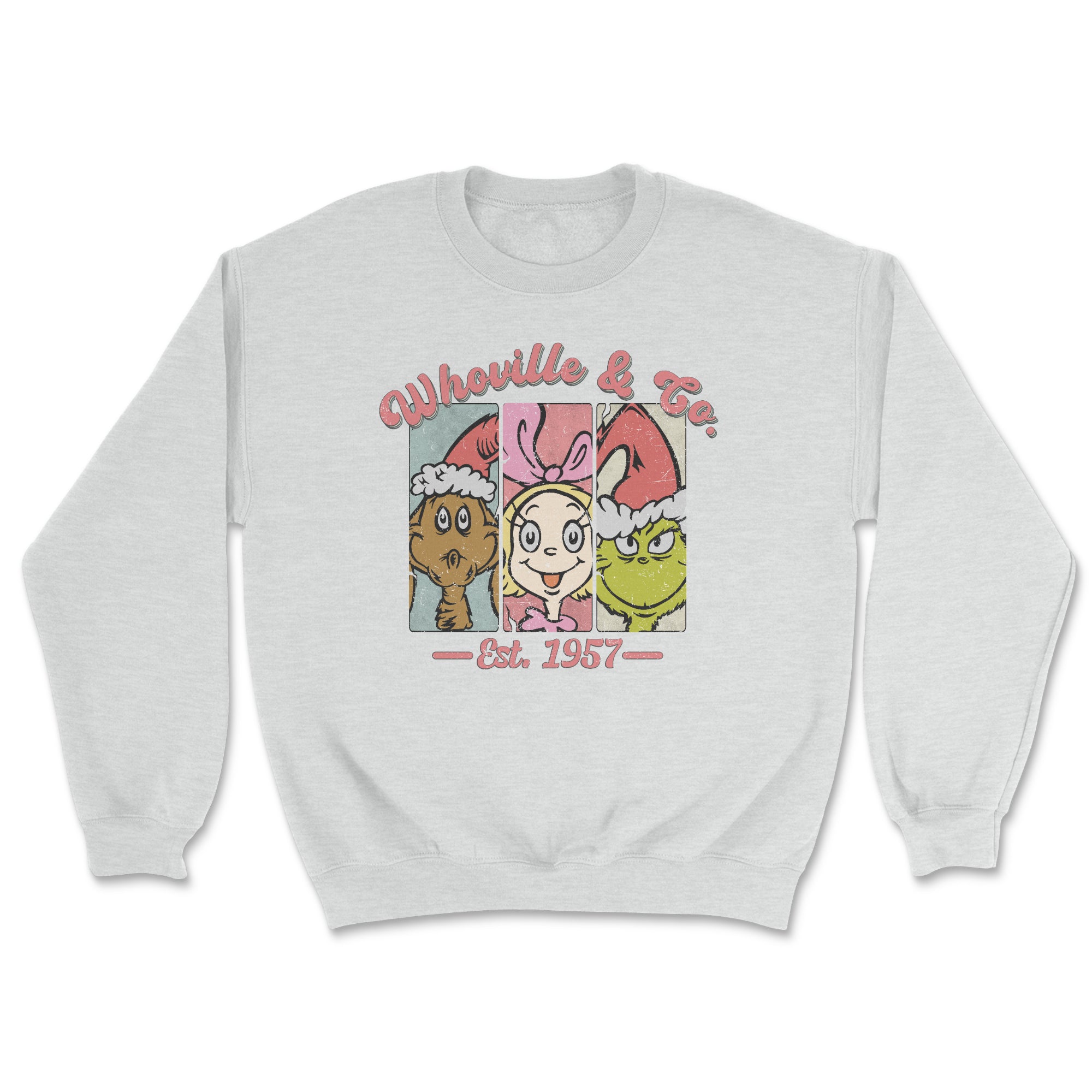 Whoville & Co Retro Sweatshirt featuring a vibrant design, unisex fit, and soft fabric, perfect for casual wear.