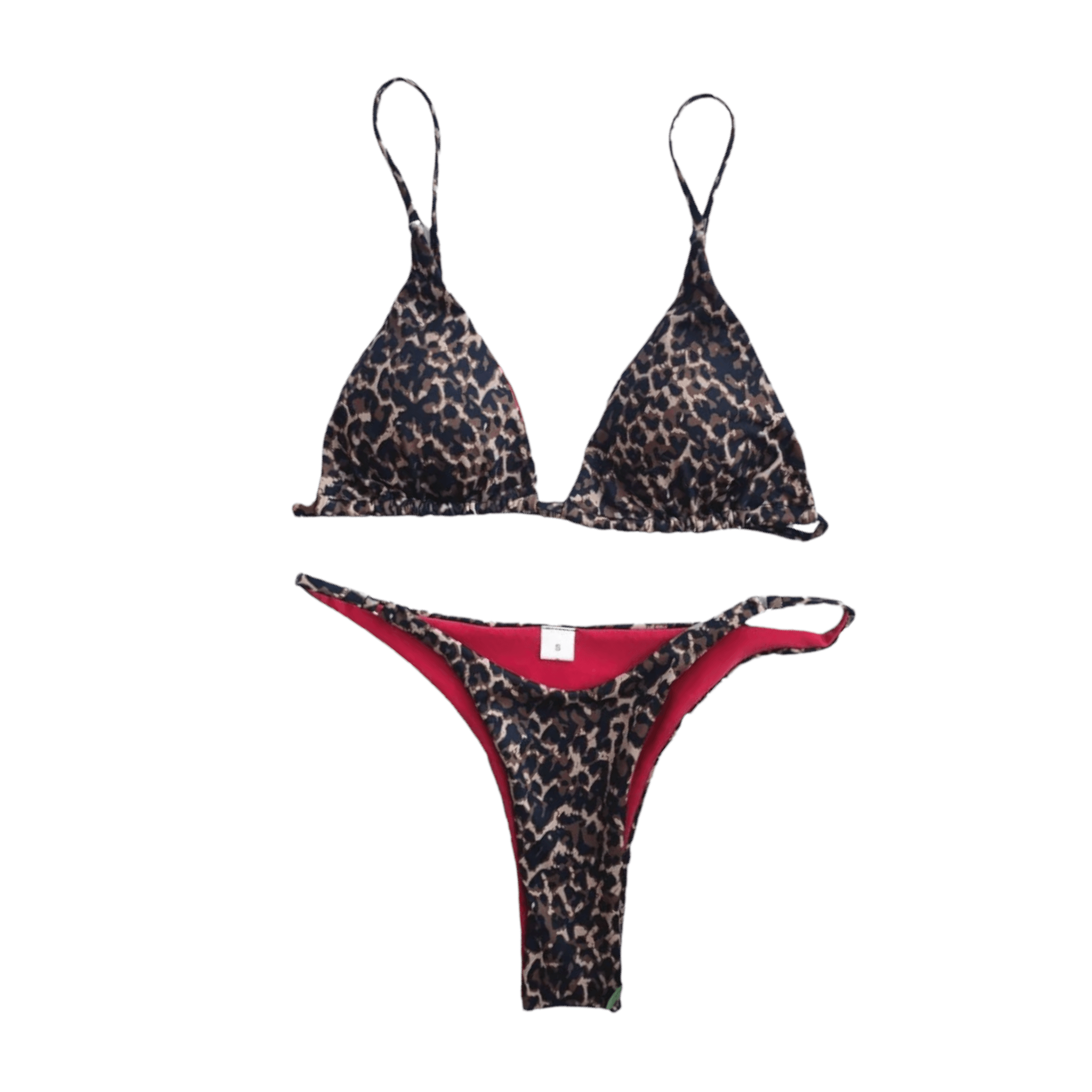 Wild Child Swim Two Piece Swimsuit featuring a double lined cheetah print and mid-high waist design, perfect for beach outings.
