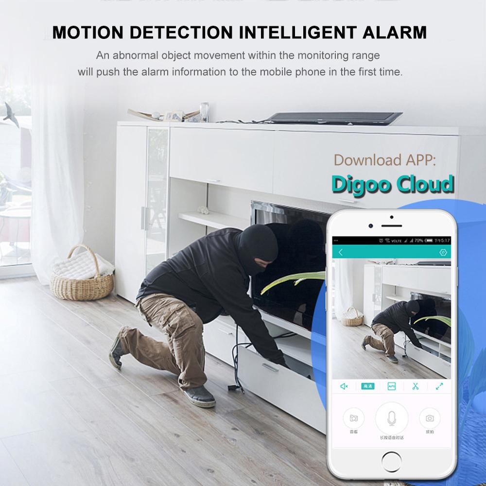 Wireless Mini IP Camera with 1080P HD resolution and infrared night vision, designed for indoor surveillance.