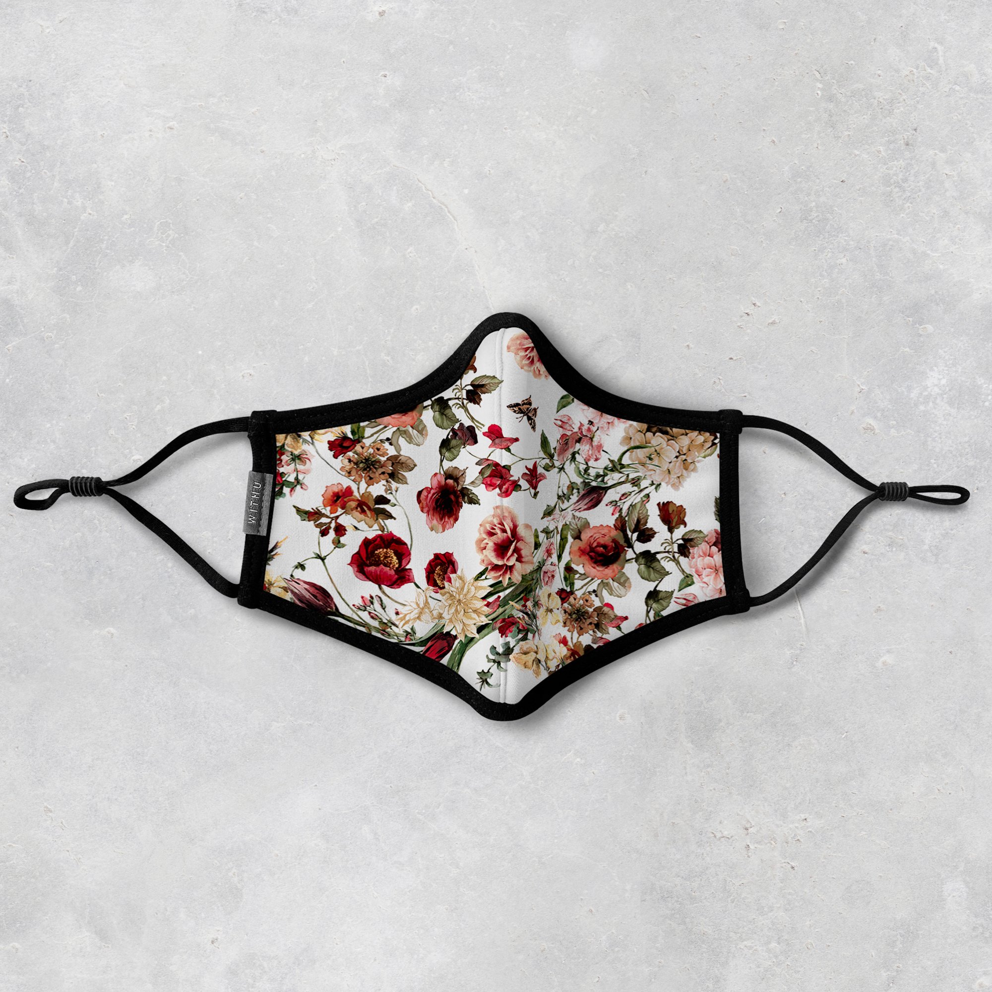 WITH U Washable Reusable Face Masks featuring a three-layer design with adjustable ear loops, made from high-end polyester and cotton blend.