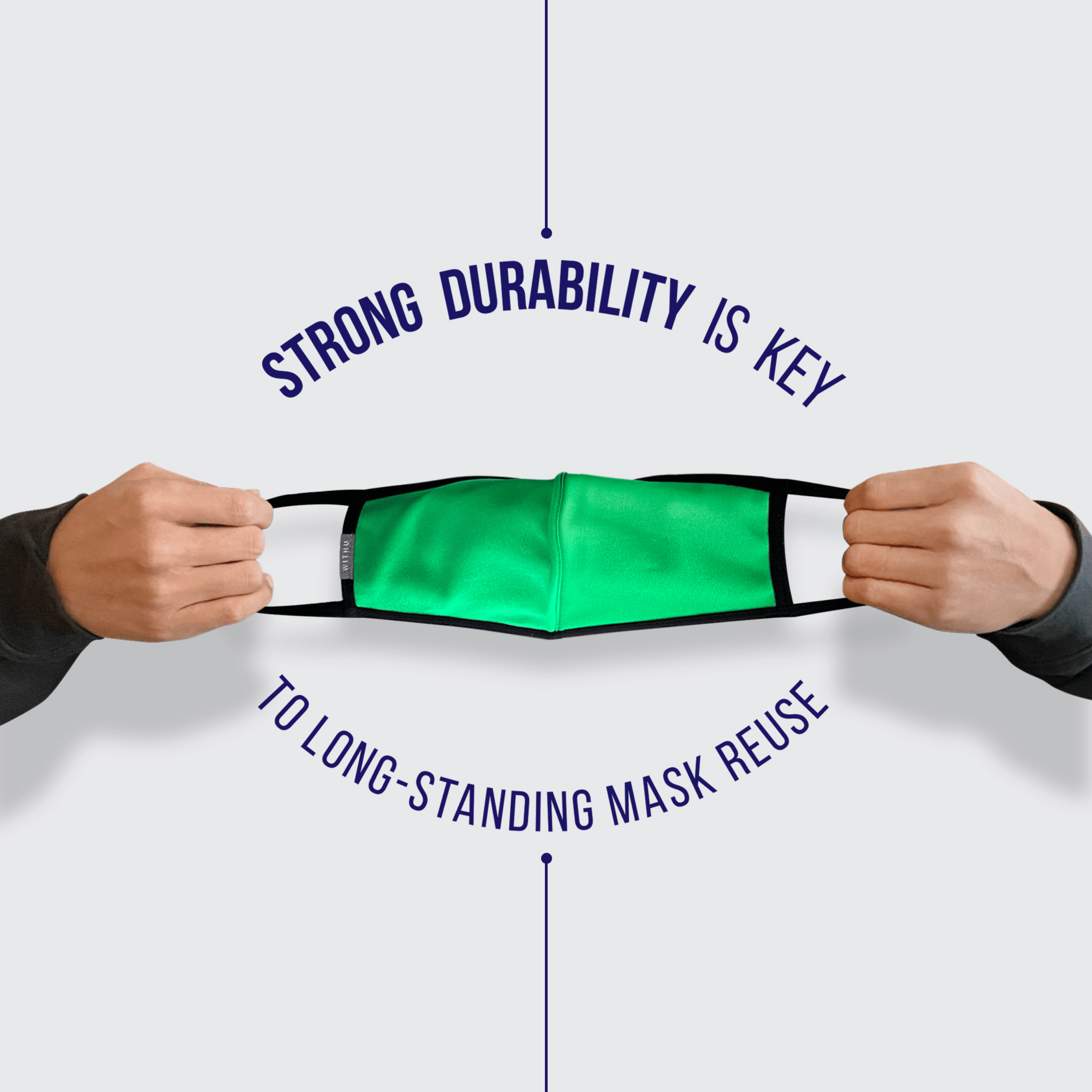 WITH U Washable Reusable Face Masks featuring a three-layer design with adjustable ear loops, made from high-quality materials in the USA.