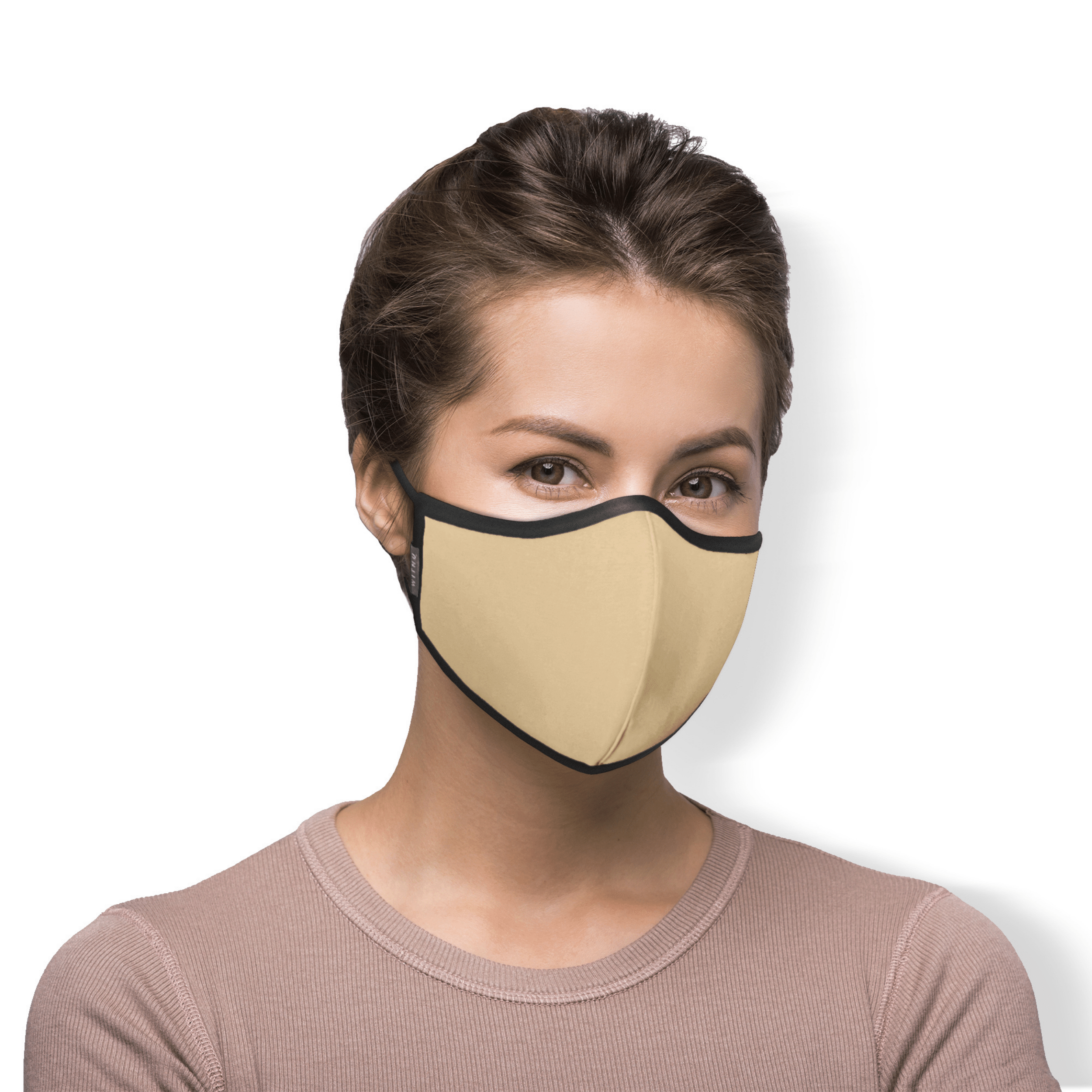 WITH U Washable Reusable Face Masks featuring a three-layer design with adjustable ear loops, made from high-quality polyester and cotton blend.