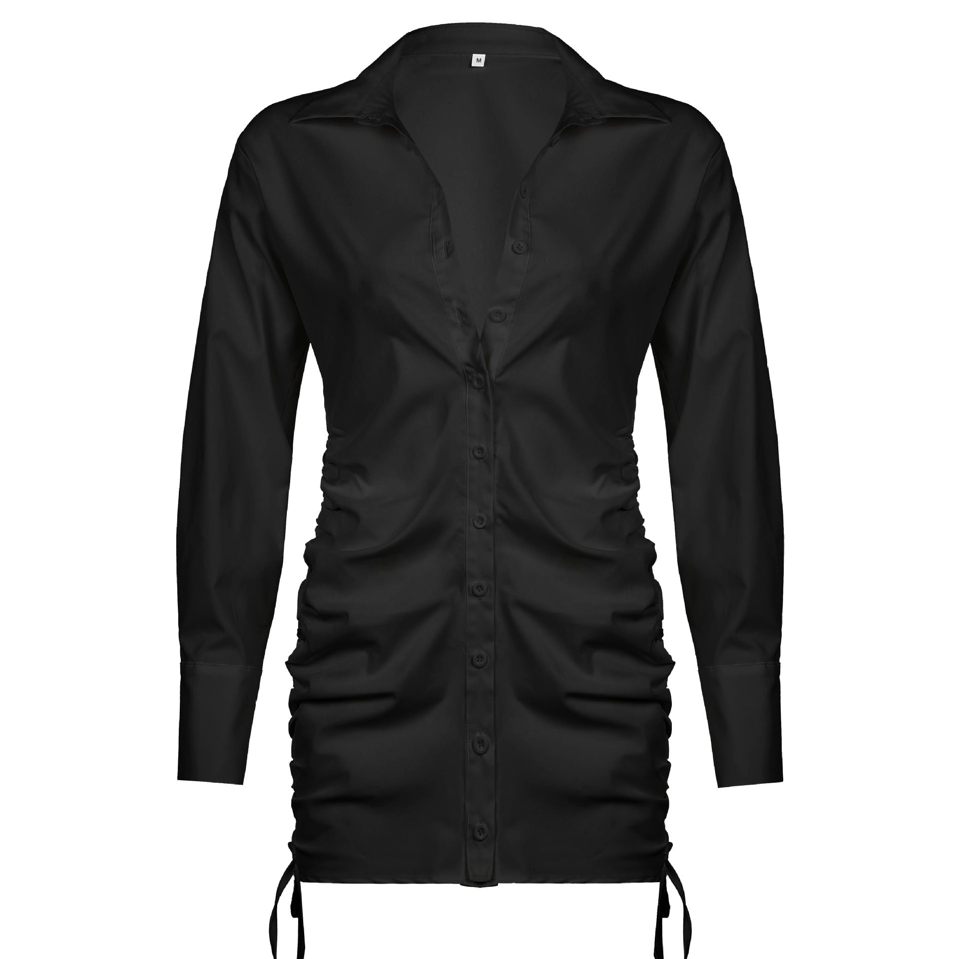 A stylish high-waisted pleated drawstring tie dress in solid color, showcasing its elegant design and comfortable fabric.