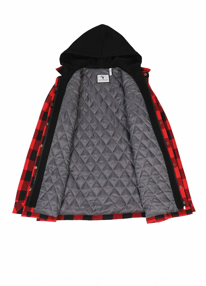 Women's Full Zip Up Quilted Lined Flannel Jacket in a stylish design with snap button closure and multiple pockets.