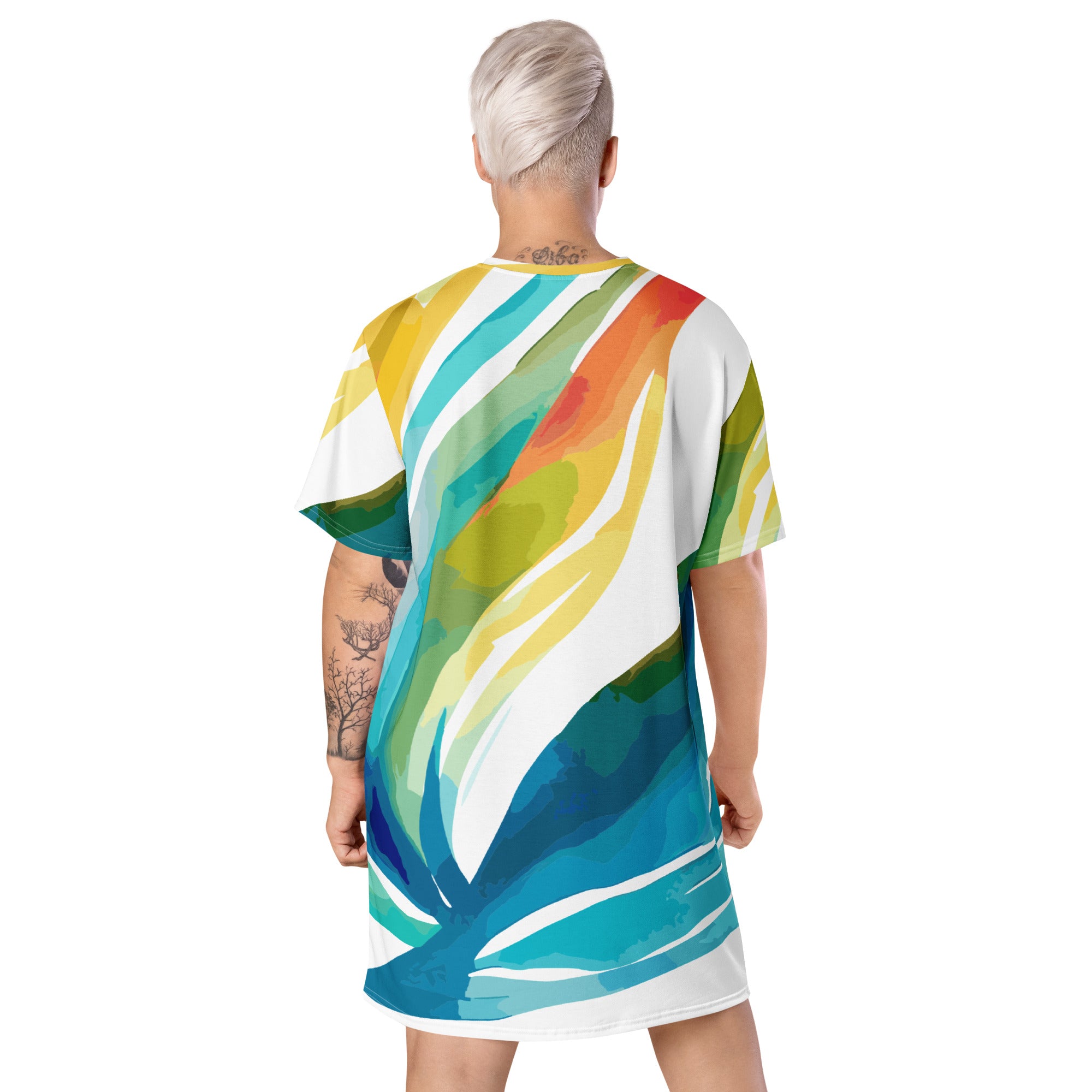 Womens Graphic T-shirt Dress featuring Strength and Courage design, showcasing a comfortable oversized fit and stylish graphic.
