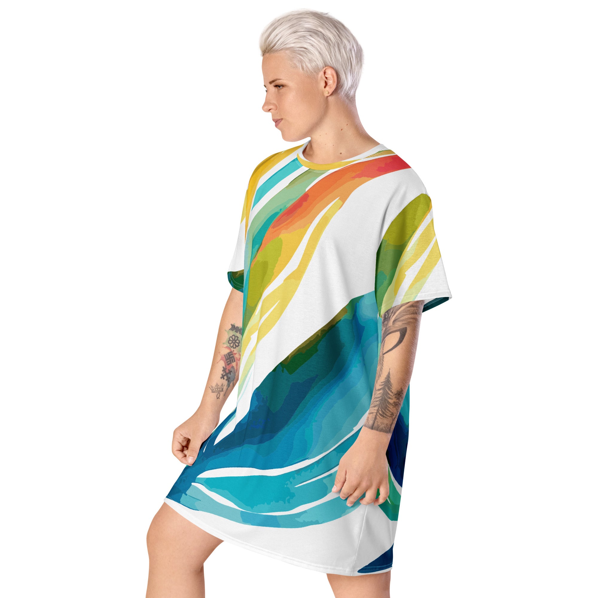 Womens Graphic T-shirt Dress featuring Strength and Courage design, showcasing a comfortable oversized fit and stylish graphic.