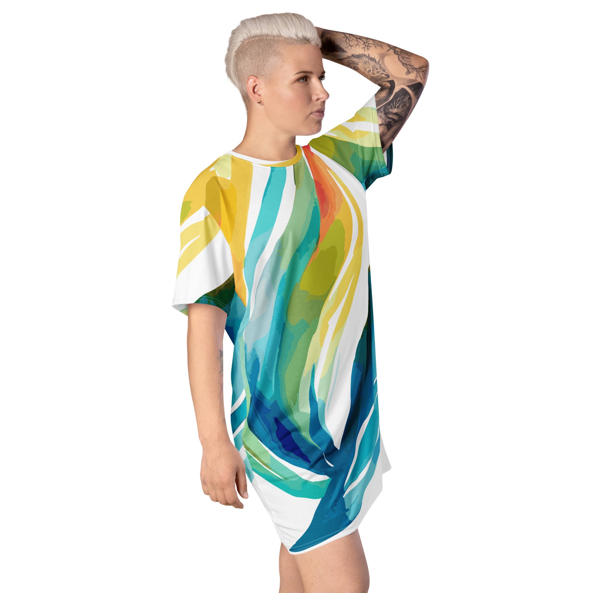 Womens Graphic T-shirt Dress featuring Strength and Courage design, showcasing a comfortable oversized fit and stylish graphic.
