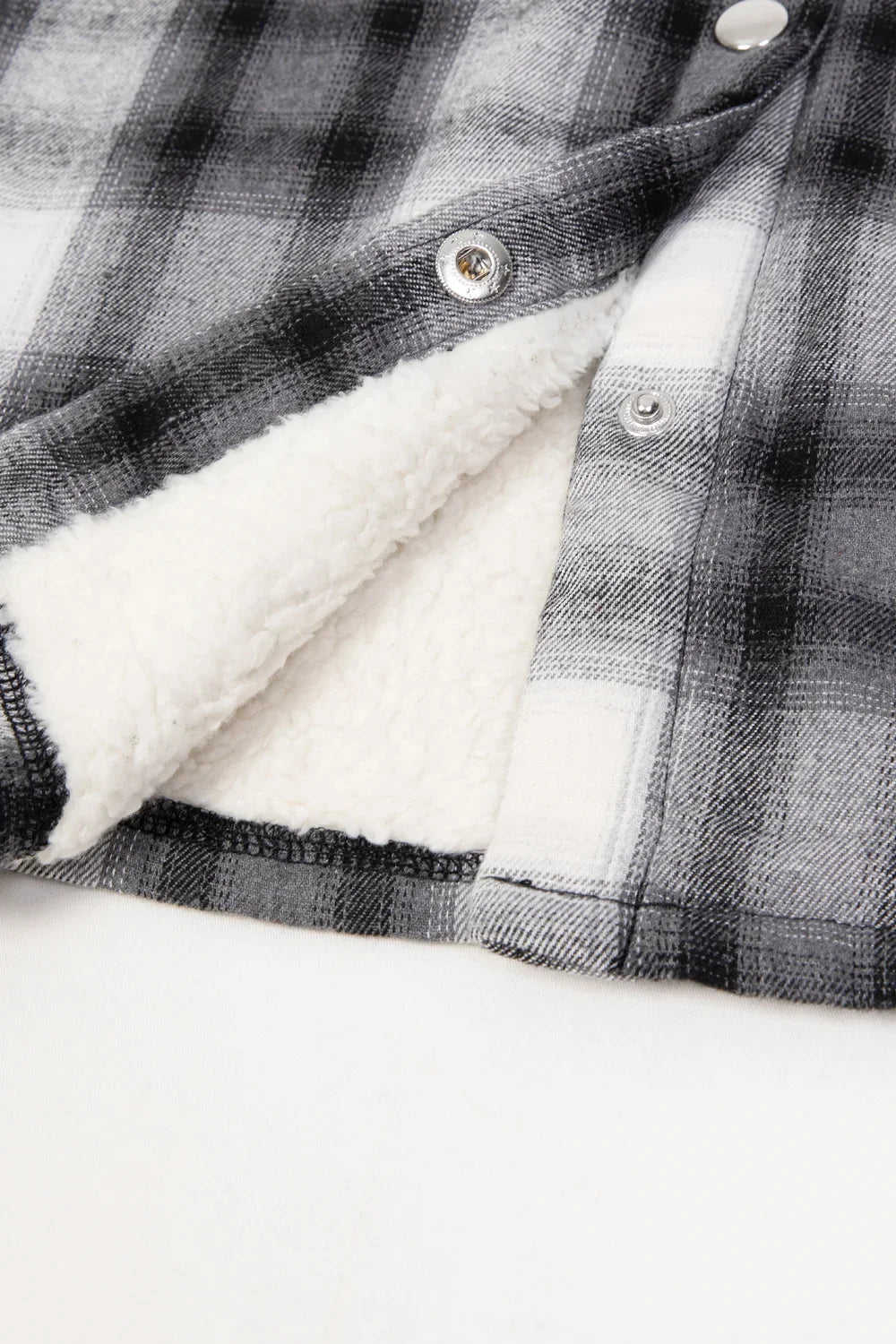Women's Matching Family Snap Up Flannel Jacket with Hood, featuring a plaid design, Sherpa lining, and snap-button front.