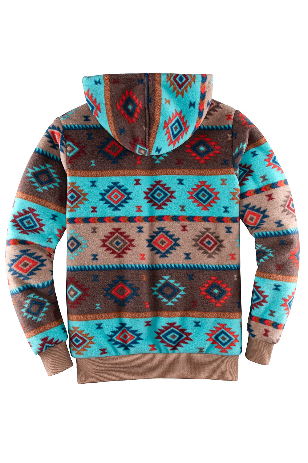 Women's Sherpa Lined Hoodie Jacket in plaid design, featuring a zip front and lined hood.