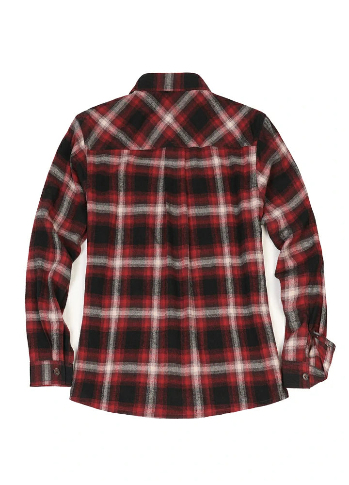A stylish Women's Soft Flannel Shirt in soft cotton, featuring roll-up sleeves and a regular fit, perfect for versatile styling.