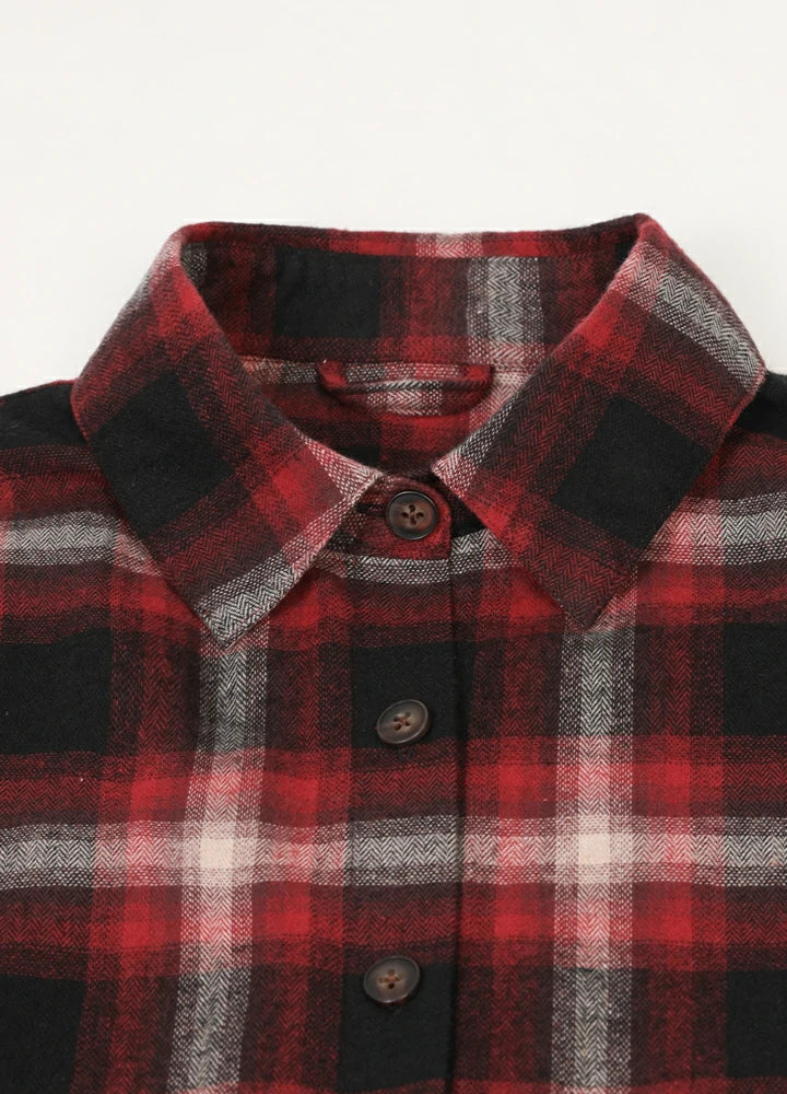 A stylish Women's Soft Flannel Shirt in soft cotton, featuring roll-up sleeves and a regular fit, perfect for versatile styling.