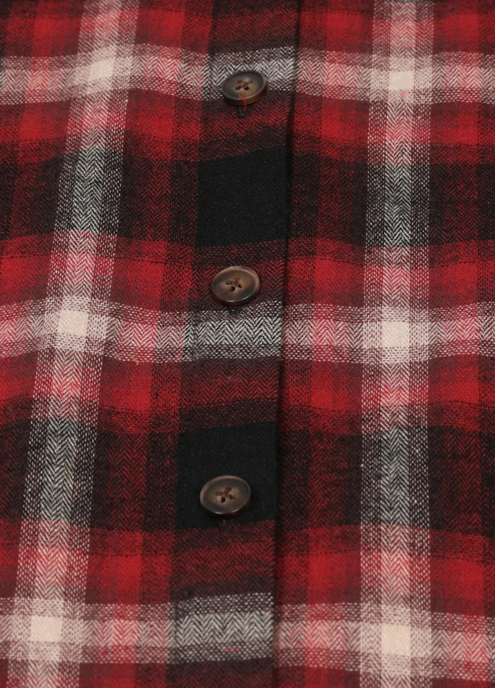 A stylish Women's Soft Flannel Shirt in soft cotton, featuring roll-up sleeves and a regular fit, perfect for versatile styling.