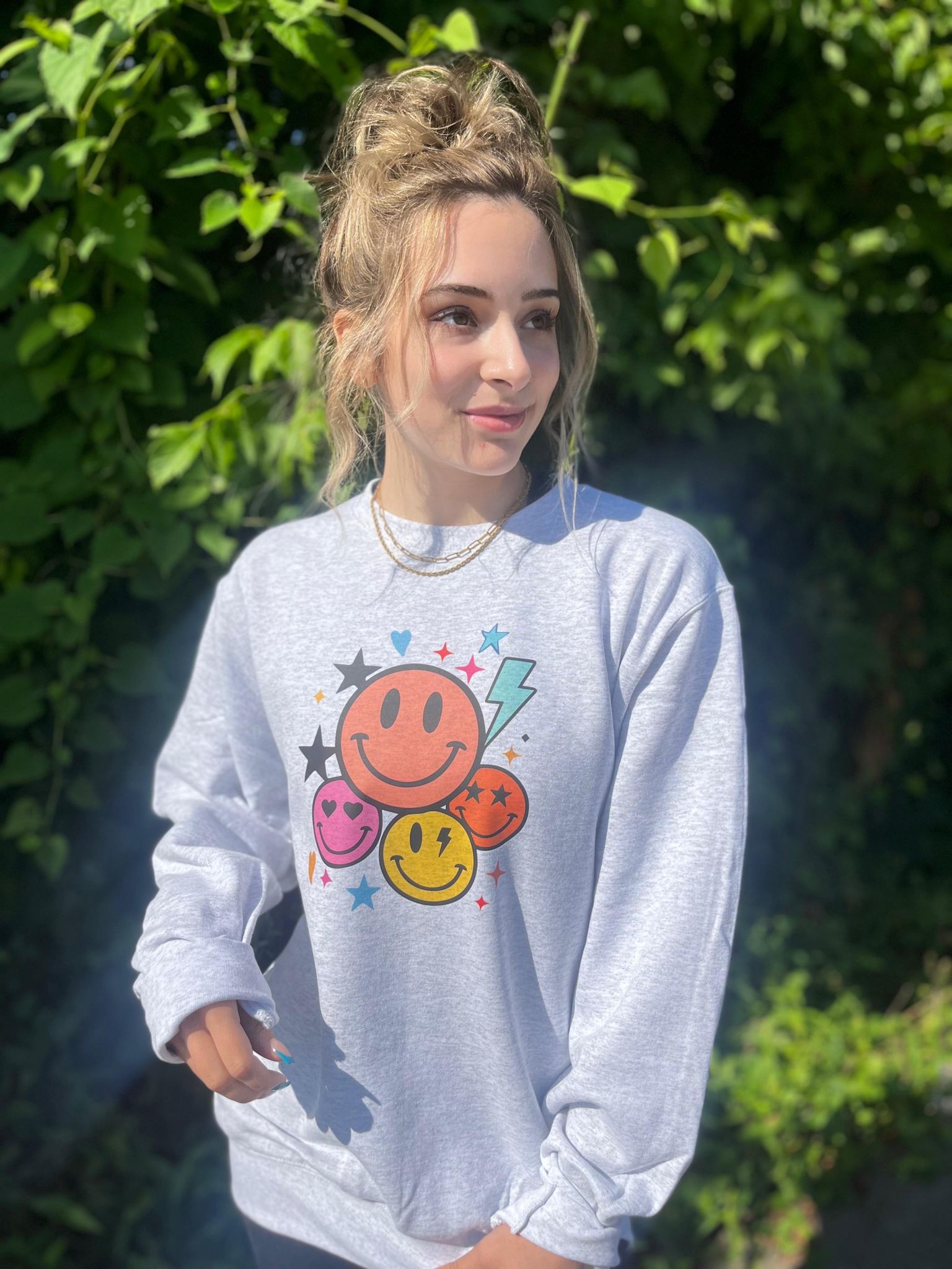 You Are Smiley Sweatshirt featuring a cheerful design, made from a soft cotton-polyester blend, perfect for casual wear.